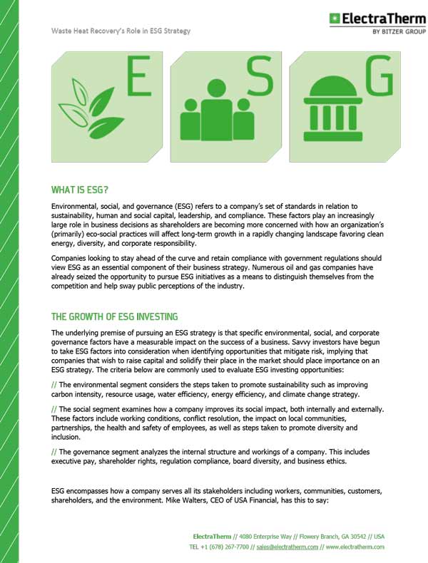 Waste Heat Recovery for ESG